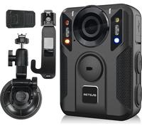 Retevis RT79 Caméra corps, Caméra corps 128G avec GPS, 2K/4K, Type-C, Ventouse voiture, Caméra corps portable, Enregistreur police, Tachygraphe