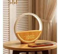 RETEYUNG Lampe de Chevet et Réveil Simulateur d'Aube, Veilleuse Tactile avec Charge USB, 20 Sons Relaxants & Bruits Blancs, Double Alarme pour Semaine/W nd, Réveil Lumineux pour Gros Dormeurs