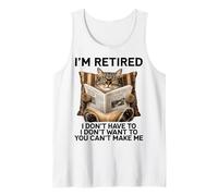 Retired Cat Reading Newspaper Funny Retirement Cat Mom Dad Débardeur