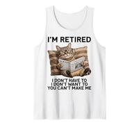 Retired Cat Reading Newspaper Funny Retirement Cat Mom Dad Débardeur