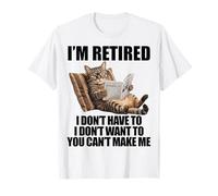 Retired Cat Reading Newspaper Funny Retirement Cat Mom Dad T-Shirt
