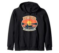 Retired Every Day Is Sunday Funny Fishing Boat Fisher Pêcheur Sweat à Capuche