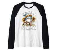 Retired GNOME for Women and Men Sunflower Retirement Saying Manche Raglan