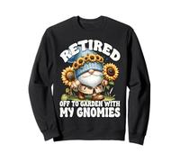 Retired GNOME for Women and Men Sunflower Retirement Saying Sweatshirt