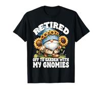 Retired GNOME for Women and Men Sunflower Retirement Saying T-Shirt