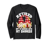 Retired Gnomes for Women and Men Funny Retirement Couple Manche Longue