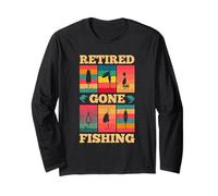 Retired Gone Fishing Fish Hook Grandpa Grand-parents Day Manche Longue