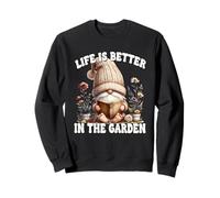 Retired Life is Better in The Garden GNOME for Book Lover Sweatshirt