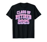 Retired Teacher Class of 2025 Cute Preppy Varsity Retirement T-Shirt