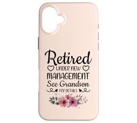 Retired Under New Management Grandson Funny Grandma Grandpa Coque pour iPhone 16 Plus