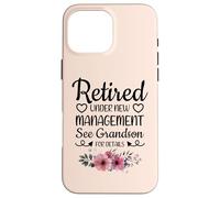 Retired Under New Management Grandson Funny Grandma Grandpa Coque pour iPhone 16 Pro Max