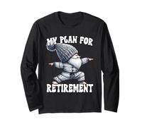 Retired Yoga Gnome In Warrior Pose Funny Retirement Plan Manche Longue