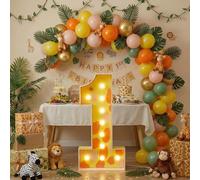 Retisee Chiffres lumineux pour chapiteau de 0,9 m pour décorations de 1er anniversaire, kit de panneau de mousse prédécoupé en mosaïque pour anniversaire, fête prénatale, anniversaire de mariage