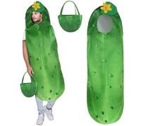 Retisee Lot de 2 costumes d'Halloween de concombre vert avec sac fourre-tout pour homme et femme, taille unique