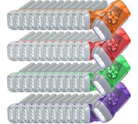 Retisee Lot de 48 lampes de poche à manivelle sans pile - Lampe torche à pression manuelle - 3 LED - Pour boîte à chaussures, camping, randonnée (rouge, vert, orange, violet)