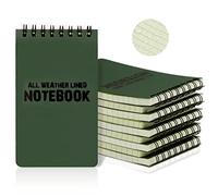 RETON 10 Pièces Carnets Étanches, 3 x 5 Pouces Imperméables Bloc Notes de Poche, Cahiers avec Spirale, Tampons Tactiques avec Grille pour Enregistrement D'activité en Plein Air (Vert Armée)