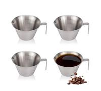 RETON Lot de 4 tasses à expresso en acier inoxydable de 100 ml avec poignée, verres à expresso en métal à double échelle, mini gobelets à lait pour mesurer le café barista (3,4 oz)