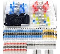 Retoo 100pcs Connecteur Bout à Bout de Fil Thermorétractable, Cosses Electriques à Sertir Thermorétractables, Thermosoudable Kit de Connecteurs de Bornes de Qualité Marine