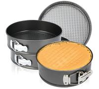 Retoo 3 pcs Moule Démontable avec Charnière et Spécial Anti-fuite Moule à Gâteau Rond Professionnel Diamètre 24, 26, 28 cm en Ccier avec Double Couche D'anti-adhérent Démontable Couleur Noir