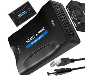 Retoo Adaptateur Convertit Entrée Péritel Analogique en Sortie HDMI, Convertisseur SCART vers HDMI, Audio vidéo HD 1080P pour HDTV STB VHS Xbox PS3 Blu-Ray HDTV VHS PAL, Adaptateur NTSC3.58. NTSC4.43