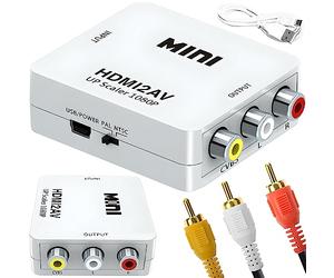 Retoo Adaptateur RCA vers HDMI, 3 x RCA 1x HDMI, 1080P FULLHD, Plug&Play Prend en Charge Les Systèmes PAL, NTSC3.58, NTSC4.43, SECAM, PAL/M, PAL/N, 5V, Compatible avec PC, Laptop, TV, STB, VHS