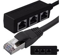 Retoo Adaptateur Répartiteur 1 à 3 RJ45, Vitesse de transfert de données jusqu'à 1000 Mbps, Longueur 29 cm, Répartiteur Ethernet Gigabit pour Les Ordinateurs, Les Concentrateurs, Les Routeurs, Noir