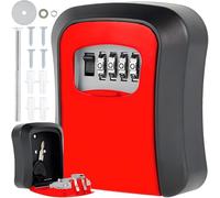 Retoo Armoire à clés avec code numérique, coffre-fort à clés, noir et rouge, boîte à clés murale pour clés ou petits objets de valeur, armoire à clés avec code à 4 chiffres