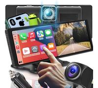 Retoo Autoradio 10,3" Écran avec Apple CarPlay et Android Auto, 2 caméras AHD, Bluetooth, Transmetteur FM, AUX, Split Screen, Mode Parking, Plug & Play, Haute Résolution 1600x600, Carte TF 64 Go