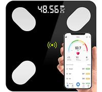 Retoo Balance Pese, Bluetooth, Max. 180 kg, Balance Connectée avec 17 Données Corporelles IMC/graisse corporelle/masse osseuse/BMR/muscle/eau, Haute Précision avec Affichage Lumineux, Noir