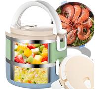 Retoo Boîte à déjeuner en acier inoxydable Boîte à lunch Conteneur Boîte à déjeuner isotherme en acier inoxydable Boîte portable Récipient alimentaire Deux 1,4 L