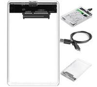 Retoo Boîtier de disque dur 2,5 pouces USB 3.0 pour disque dur SATA I/II/III SSD de 12/7,5 cm avec câble USB, boîtier externe avec montage sans outil, transparent