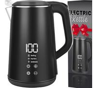 Retoo Bouilloire avec sélection de température, acier inoxydable, noir, 1,6 | Indicateur de température LED, fonction maintien au chaud, panneau tactile, socle à 360°, arrêt automatique