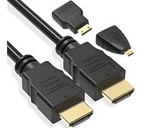Retoo Câble HDMI 3en1, Adaptateurs Microhdmi Et Minihdmi, Câble HDMI 1,5 M, Ultra HD, Multifonction Pour Tv, Projecteur, Moniteur, Appareil Photo Numérique Micro Et Mini Adaptateur