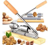 Retoo Casse-Noix en Acier, Ajustement À La Taille des Noix, Support en Bois, Casse-Noisettes Très Solide Et Résistant, Casse Noisette Multifonctionnel, pour Les Noisettes, Les Noix, Les Homards