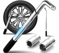 Retoo monte-Roue Télescopique, Pneus Auto Douilles 17/19/21/23 mm, Poignée Gomme Antiglisse, Réglable 350/500 mm, Acier Chromé, Longueur, Outil Compatible Voiture Moto Garage