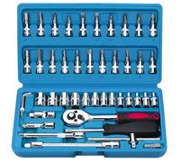 Retoo Coffret de Douilles et Embouts, 46 Pièces, Inserts pour Clé à Douille avec Pointe, Outils Mécaniques, Clé à Cliquet, Boîte à Outils, pour Réparation Maison et Bricolage, Universel 24x12,5x4,5 cm