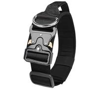 Retoo Collier tactique pour chiens de grande taille de 45 à 65 cm, réglable, 45 mm de large, avec boucle en métal et poignée de traction, sangle indéchirable, XL Quick Release