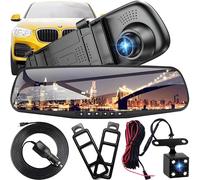 Retoo Dashcam Retroviseur Voiture, Caméra De Voiture avec Écran De 4,3” Pouces, 1080P, 12-24V/2A, M-JPEG, Enregistrement De Nuit Et en Boucle, Angle De Vision 170° Avant 120° Arrière, TF 32GB