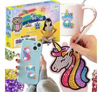 Retoo Diamond Painting Kit de peinture diamant, images de peinture diamant, luminosité réglable, plaques lumineuses, 12 autocollants, 2 crochets pour ventouses, plateau, cire