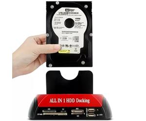 Retoo Disques Dur Docking Station USB 3.0, SATA IDE 2.5" & 3.5" HDD SSD, Clonage hors ligne, Sauvegarde OTB, Lecteur de Carte, Plug & Play, Affichage LED, Alimentation Externe Compatible avec Windows