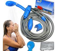 Retoo Douche de camping portable avec pompe 35-60W Douche extérieure avec pommeau de douche et réservoir d'eau 7 m de tuyau Alimentation 12 V - prise de voiture Douche pour camping, randonnée, jardin