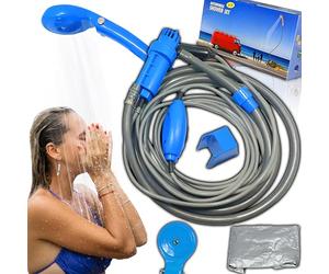 Retoo Douche de camping portable avec pompe 35-60W Douche extérieure avec pommeau de douche et réservoir d'eau 7 m de tuyau Alimentation 12 V - prise de voiture Douche pour camping, randonnée, jardin