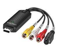 Retoo Enregistreur Convertisseur de Vidéo/Audio AV - Carte de Capture Vidéo Clé USB 2.0 Câble de Transfert Compatible VHS, VCR, DVD, CD, magnétoscope et convertisseur vidéo, Lecture et édition vidéo