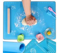 Retoo Grand tapis de cuisson antidérapant en silicone - Tapis de cuisson anti-adhésif - Tapis à pizza - Tapis de pâte à fondant - 45 x 46,5 cm - Bleu
