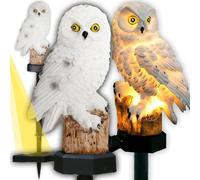 Retoo Hibou solaire LED - Décoration de jardin - Étanche IP44 - Hauteur 42 cm - Capteur crépusculaire - Lampe solaire pour jardin, balcon, jardinière, figurine de jardin - Lampe de chemin - Statues de