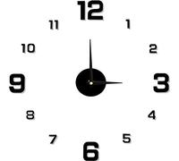 Retoo Horloge Murale DIY 3D Moderne et silencieuse à Coller - pour Salon, Maison, Bureau, Cuisine, Chambre à Coucher, Bureau, Horloge Murale Plate