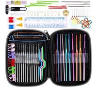 Retoo Kit de crochet pour débutants - 100 pièces - Accessoires d'aiguilles à tricoter de différentes tailles et sac - Tricot et aiguilles ergonomiques multicolores - Crochets à crochet - Outils