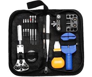 Retoo Kit Outil Montre, 18 Embouts De Clé, 3X Perforatrices pour Bracelets, Poignée Réglable, Clé À Molette, en Acier Inoxydable, Kit Changement Pile, Montre Demontage, Parfait pour Papa Et Petit Ami