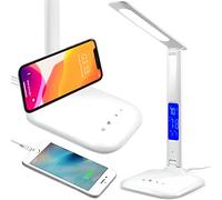 Retoo Lampe de bureau LED avec fonction de charge USB, lampe de bureau avec 5 niveaux de luminosité, contrôle sensible, lampe de chevet, 1200 lux, 5W, lampe de bureau pour bureau, lecture, étude