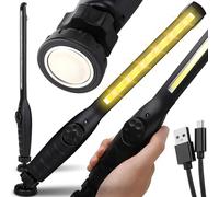 Retoo Lampe de travail COB LED avec clip magnétique et câble de chargement USB, lampes d'inspection 8W 1200mAh, lampes de poche magnétiques, lampe d'atelier pour la réparation automobile, garage